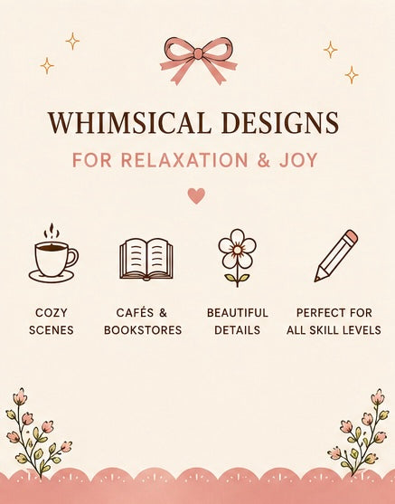 Cozy Café & Bookstore Coloring Book