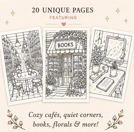 Cozy Café & Bookstore Coloring Book